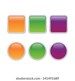 Blank Glossy Square and Round Buttons