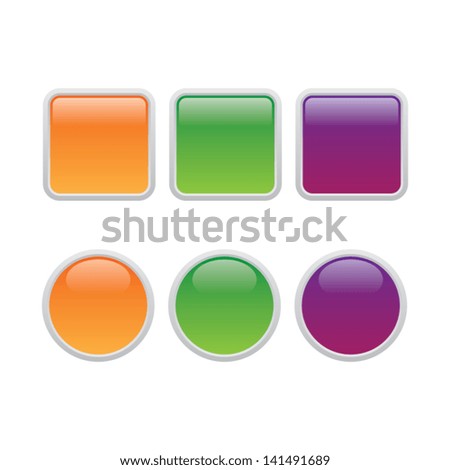 Blank Glossy Square and Round Buttons