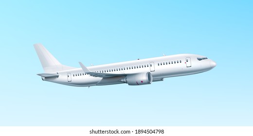 Blank Glossy White Airplane Or Airliner Side View  EPS10 Vector