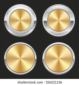 Blank gold badges with silver border