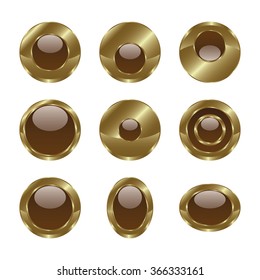 Blank gold brown web buttons for website or app. Vector