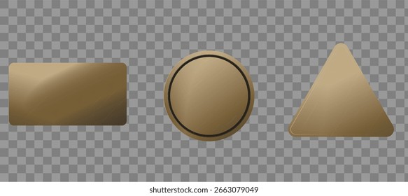 Botões Ouro em Branco e Conjunto de Emblemas. Formas de Vetor.