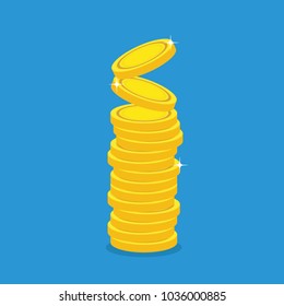Blank Gold Coin stacks in white background