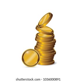 Blank Gold Coin stacks in white background