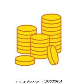 Blank Gold Coin stacks in white background