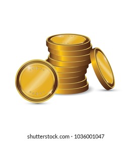 Blank Gold Coin stacks in white background