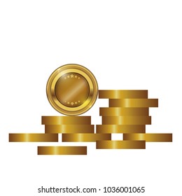 Blank Gold Coin stacks in white background