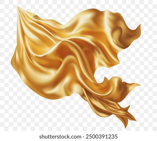 Blank Gold flag on white background Flying gold silk textile fabric flag background. elegant golden Satin grand opening ceremony Gold 