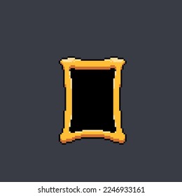 blank gold frame in pixel art style