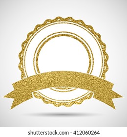 Blank gold label. Vector Stamp without text. Gold Stamps . Grunge Rubber Texture