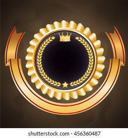 Blank gold medal award, vector illustration