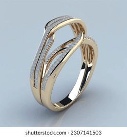 weißer goldener Ring mit Diamant, weißer Hintergrund