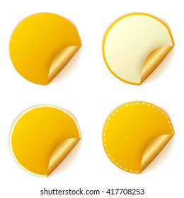 Blank gold round stickers with curl sets