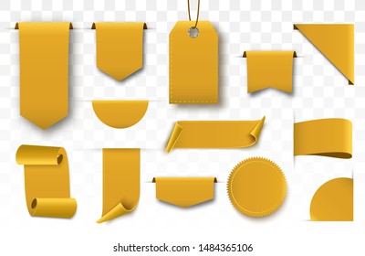 Blank Gold Sale Price Tag Isolated. Vector Signs Collection