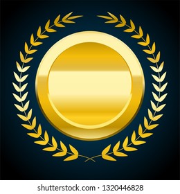 Blank gold token, vector illustration