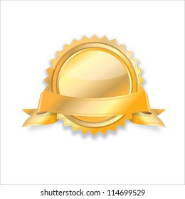  Blank golden award medal with ribbon