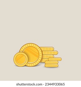 Blank golden coin stack use for business marketing and investment