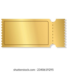 blank golden coupon or ticket. Golden sticker discount. Vector illustration