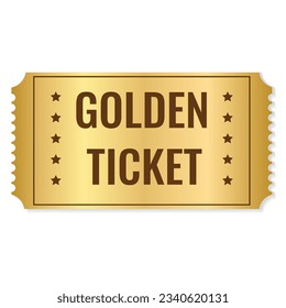 blank golden coupon or ticket. Golden sticker discount. Vector illustration