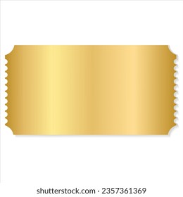 blank golden coupon or ticket. Golden sticker discount. Vector illustration