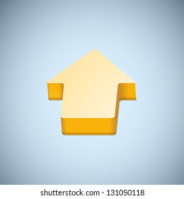 Blank golden glossy style up arrow with shadow / blank arrow symbol