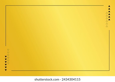 Blank golden gradient background with black border. Gold foil texture background. Realistic golden vector background with copy space.