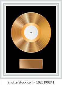 blank golden LP in white frame 