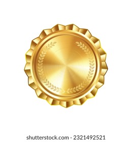 Blank golden medal templates with engraved laurel wreath. Versatile designs for custom awards and creative projects.