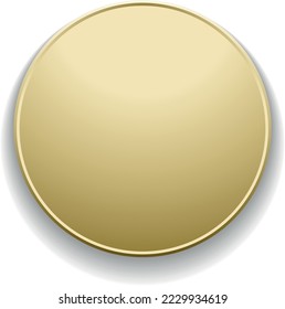 Blank golden round badge. Realsitic metal circle