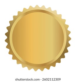 Blank golden seal badge vector illustration, gold medal clip art, gold seal stamp, golden banner for label winner certificate, isolated on white background
