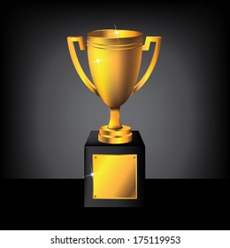 Blank golden trophy EPS 10 vector, grouped for easy editing. No open shapes or paths.