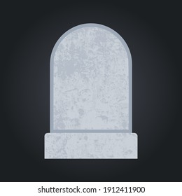 Blank Grave Stone. Empty Cemetery Headstone Template For Your Design. Vector Illustration.