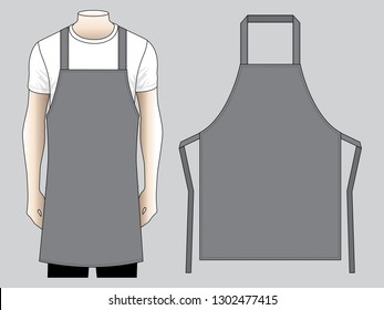 Blank Gray Apron Pattern Template on Gray Background, Vector File.