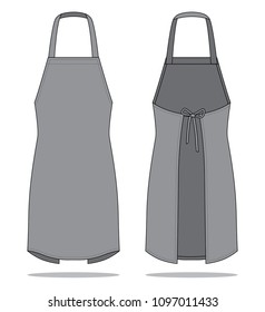 Blank Gray Apron Template on White Background.Front and Back View, Vector File