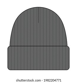 Blank Gray Beanie Hat Template On White Background