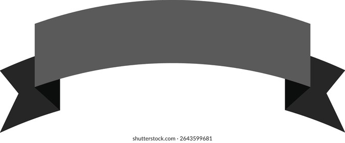 Blank Gray - Black Ribbon Banner – Vector Illustration for Labels and Headers