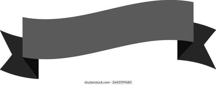 Blank Gray - Black Ribbon Banner – Vector Illustration for Labels and Headers