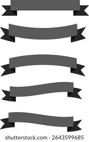 Blank Gray - Black Ribbon Banner – Vector Illustration for Labels and Headers