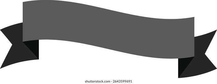 Blank Gray - Black Ribbon Banner – Vector Illustration for Labels and Headers