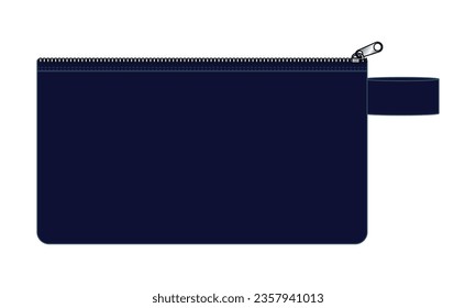 Blank Gray Cosmetic Bag With Zipper On White Background, Vector File.