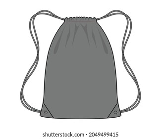 Blank Gray Drawstring Bag Template Vector On White Background