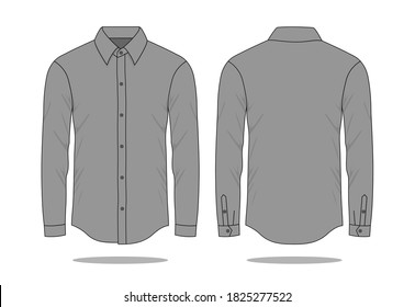 Vector de camisas uniforme de manga larga y gris en blanco para las vistas Template.Front y Back.