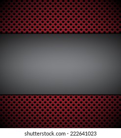 blank gray  plate for design on red grill texture background vector illustration