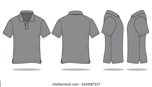 Blank Gray Short Sleeve Polo Shirt Stock Vector (Royalty Free ...