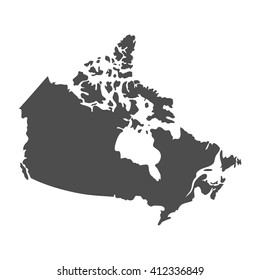 Blank Gray similar Canada map isolated on white background. North american country. Vector template for website, design, cover, infographics. Graph illustration.