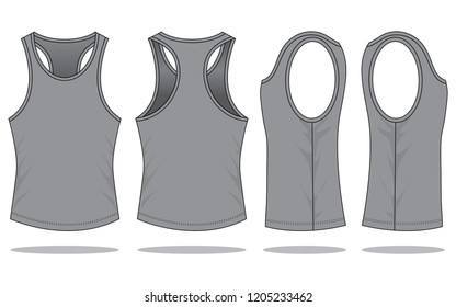 Blank Gray Tank Top Template Vector on White Background.
Front, Back and Side View.