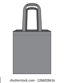 Blank Gray Tote Bag With Handle Template Vector on White Background