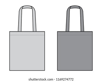 Blank Gray Tote Bag Template on White Background, Vector File.