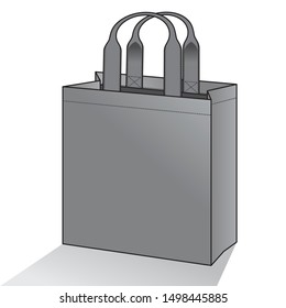 Blank Gray Tote Bag Template Vector on White Background, Perspective View.