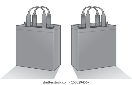 Blank Gray Tote Bag Template Vector on White Background, Perspective View.